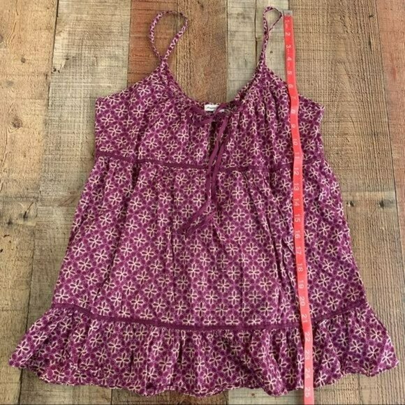 American eagle womens purple and cream floral cami camisole with bead accents -6 - Picture 7 of 9